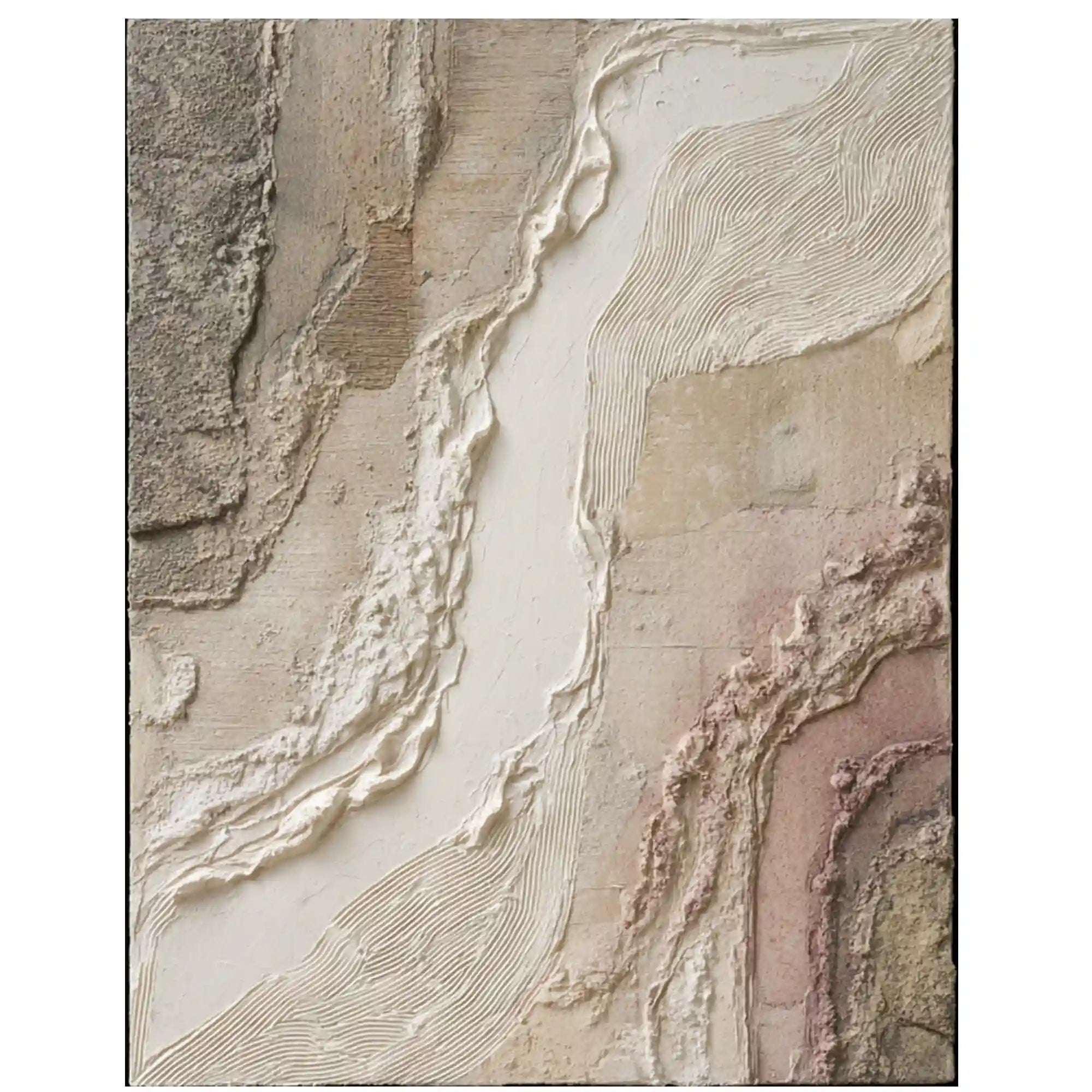 Soft Neutral Textured Abstract Wall Art in Beige and Blush for Bedroom