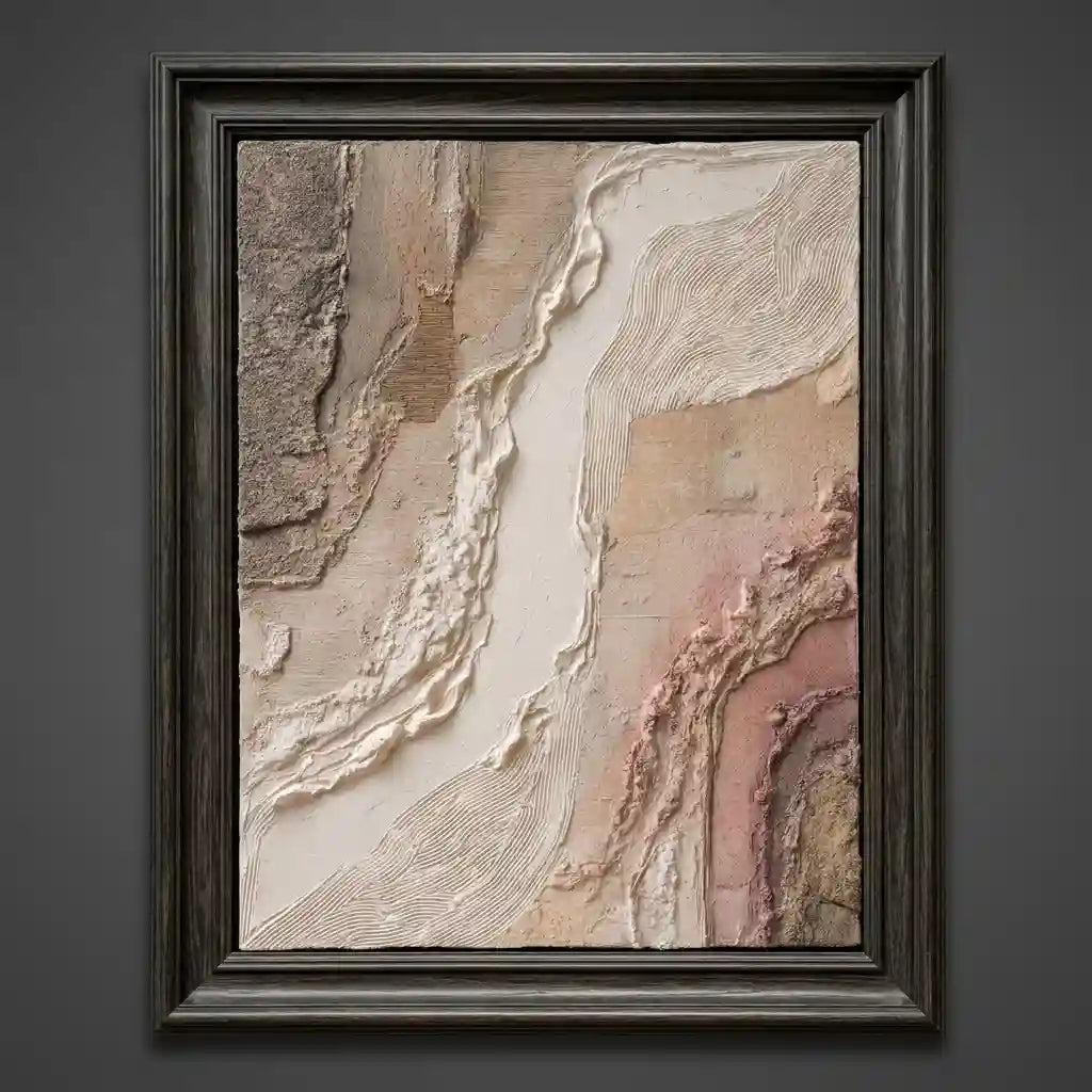 Soft Neutral Textured Abstract Wall Art in Beige and Blush for Bedroom