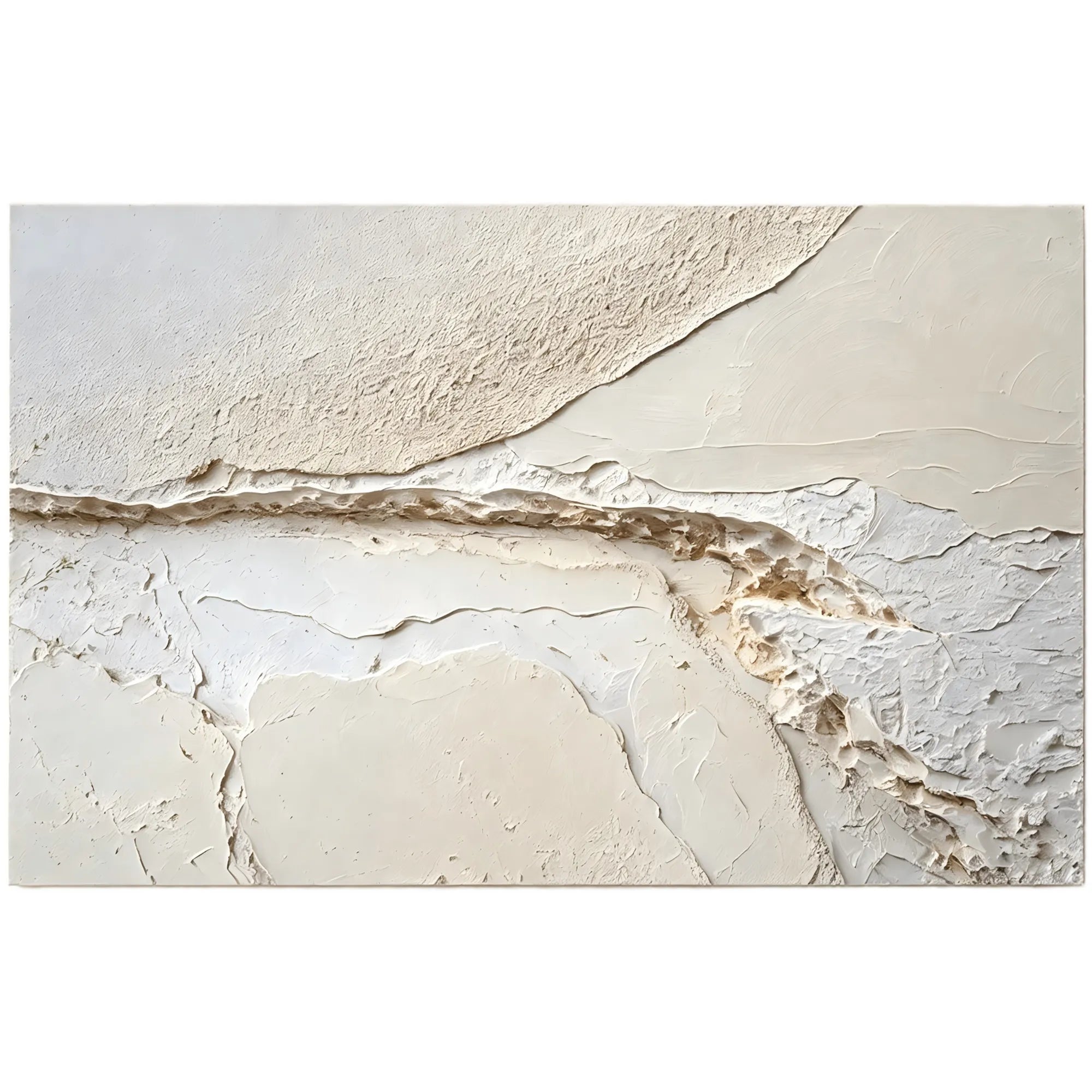 Horizontal 3D Textured Horizon Wall Art, Neutral Cream Charcoal Gold for Living Room #WJJ782G9