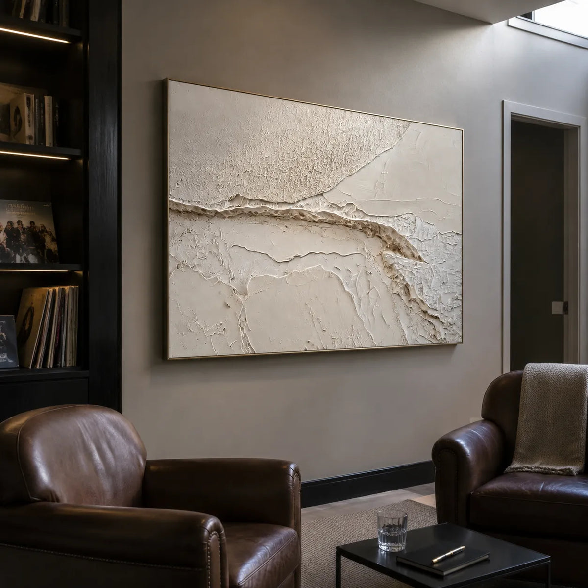 Ivory Wabi-Sabi Textured Abstract Wall Art for Living Room #WJJ782G9