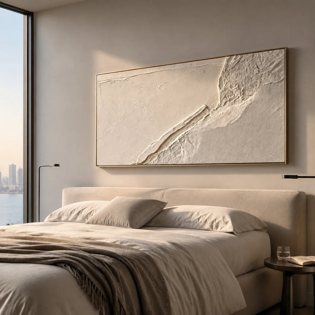 Warm Greige Wabi-Sabi Textured Abstract Wall Art for Living Room #XAJ8GXFX