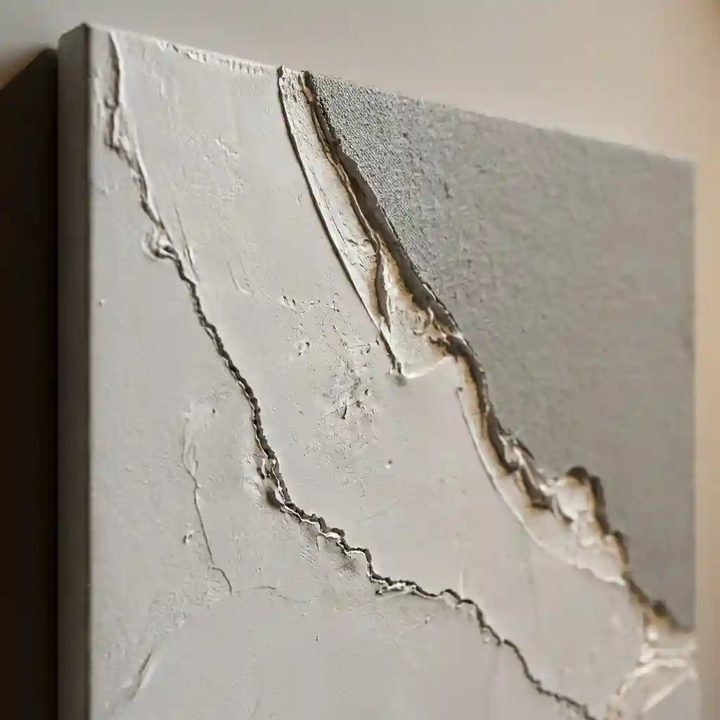 Minimalist White Textured Abstract Wall Art with Diagonal Lines for Entryway