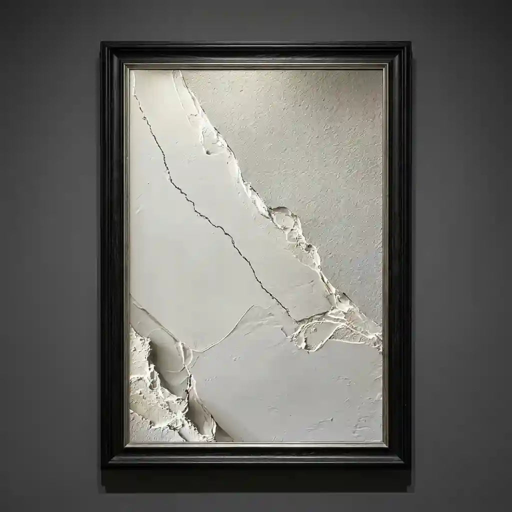 Minimalist White Textured Abstract Wall Art with Diagonal Lines for Entryway