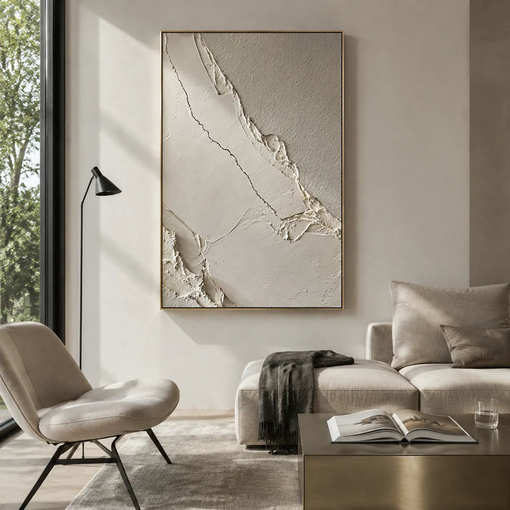 Warm Gray Textured Abstract Wall Art for Minimalist Living Room #EWMCOKKV