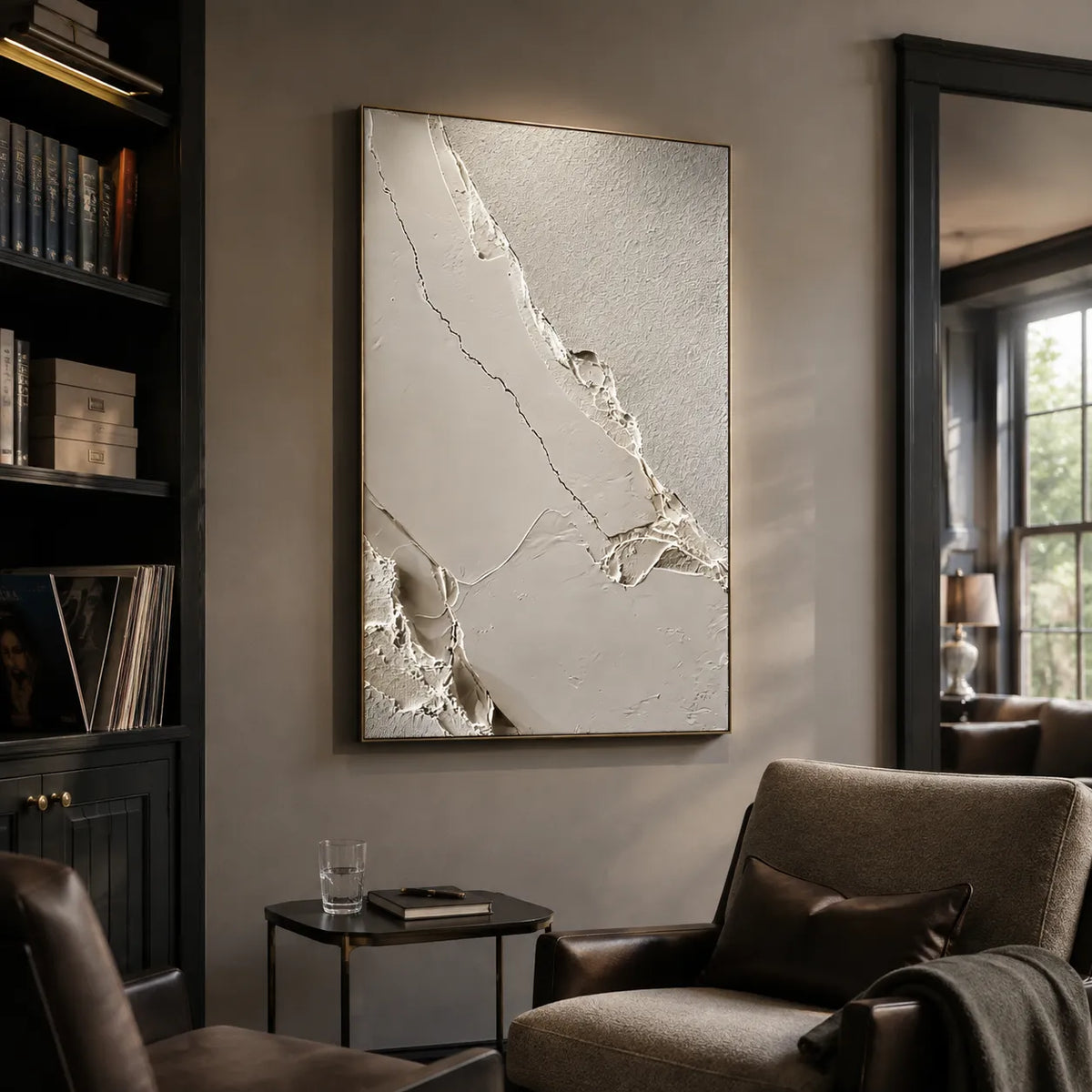 Warm Gray Textured Abstract Wall Art for Minimalist Living Room #EWMCOKKV