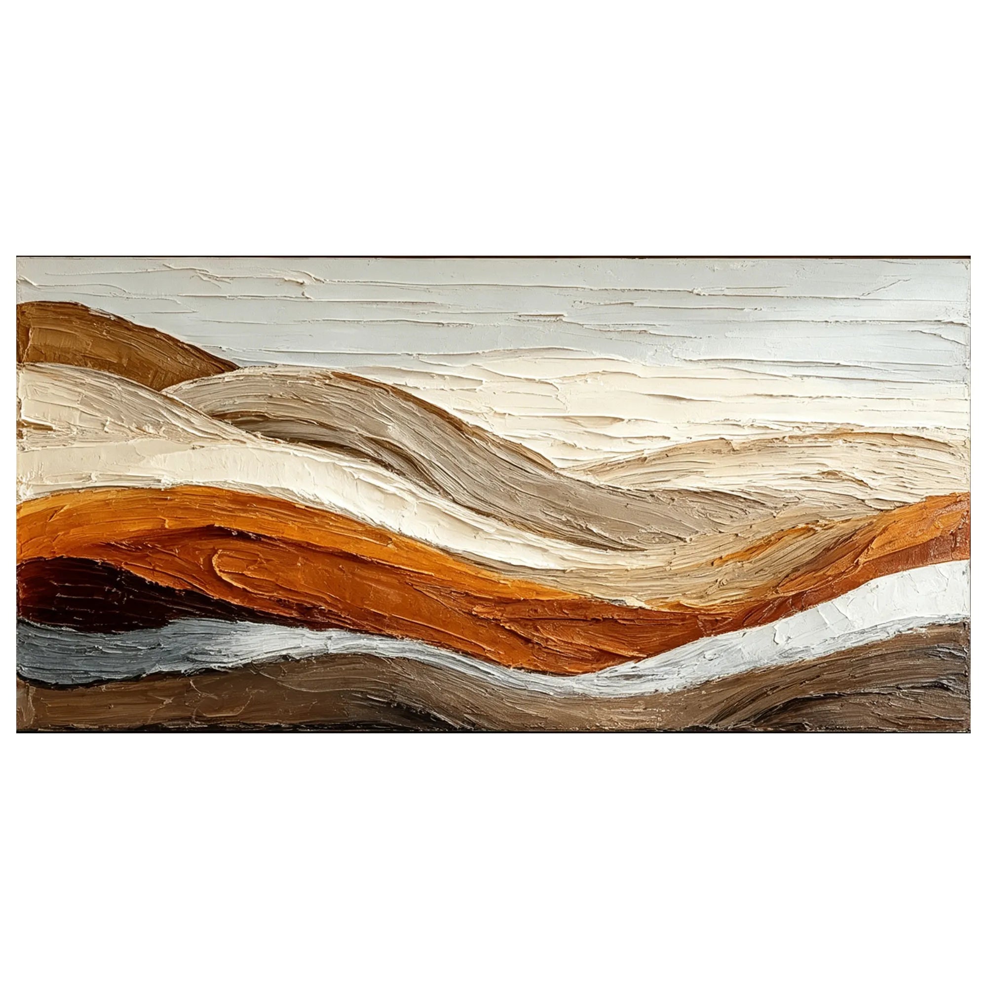 Horizontal 3D Textured Landscape Wall Art, Terracotta Cream Beige for Living Room #I2GCT421
