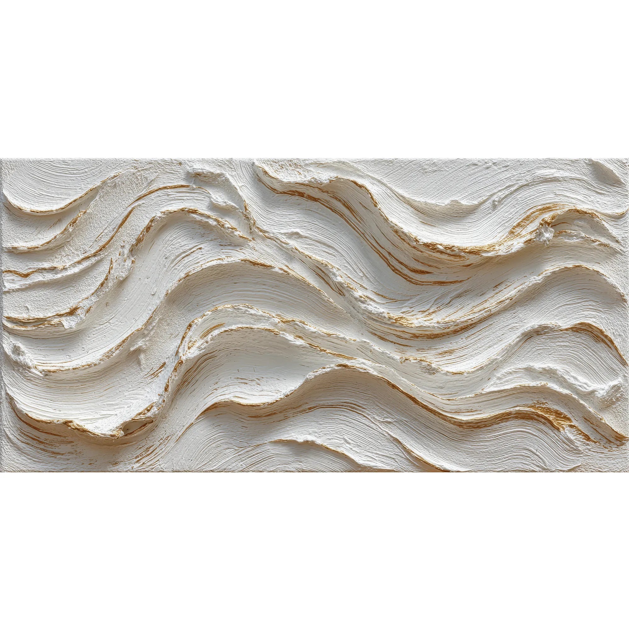 Horizontal 3D Textured Cream Wave Wall Art, Neutral White Tan Abstract for Living Room #VKQLU69U