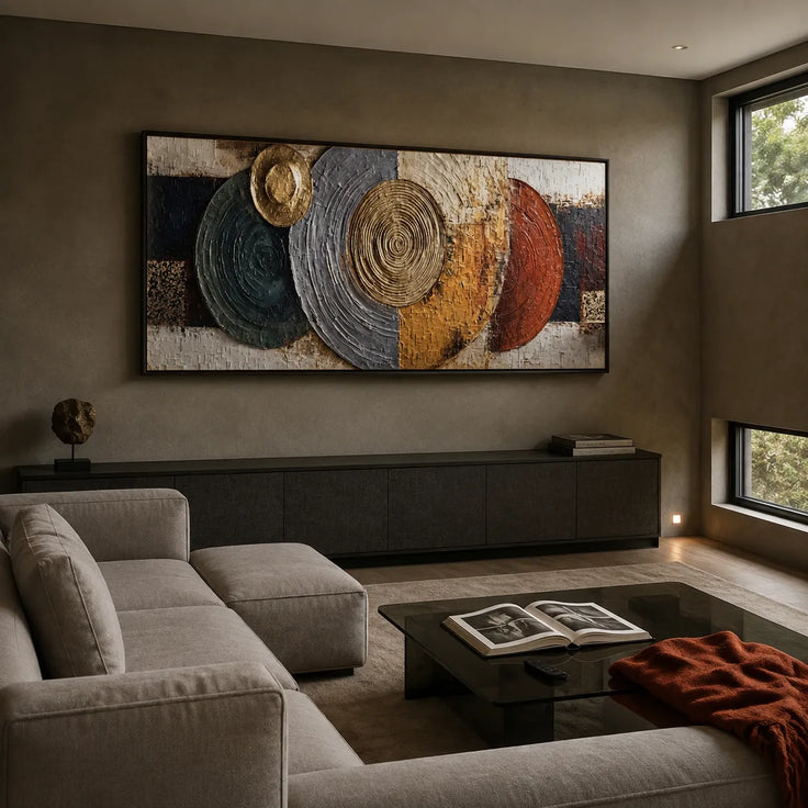 Gold and Gray Textured Geometric Wall Art for Living Room #H7O2810G