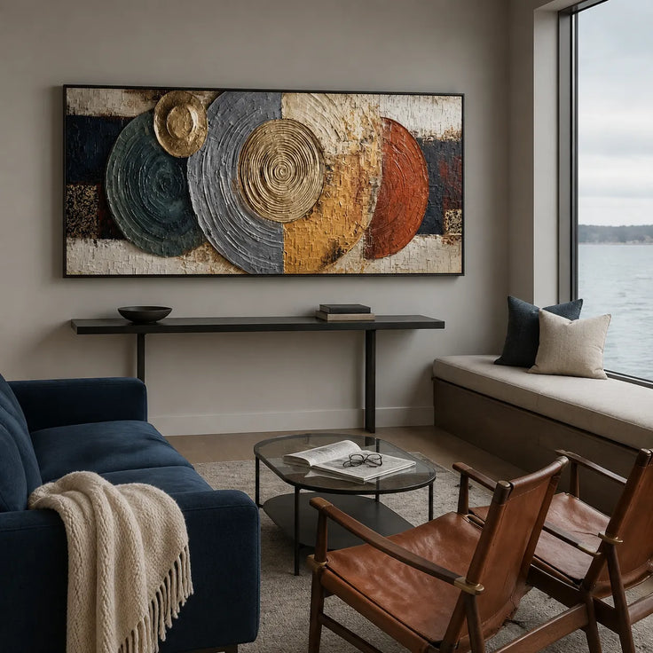Gold and Gray Textured Geometric Wall Art for Living Room #H7O2810G