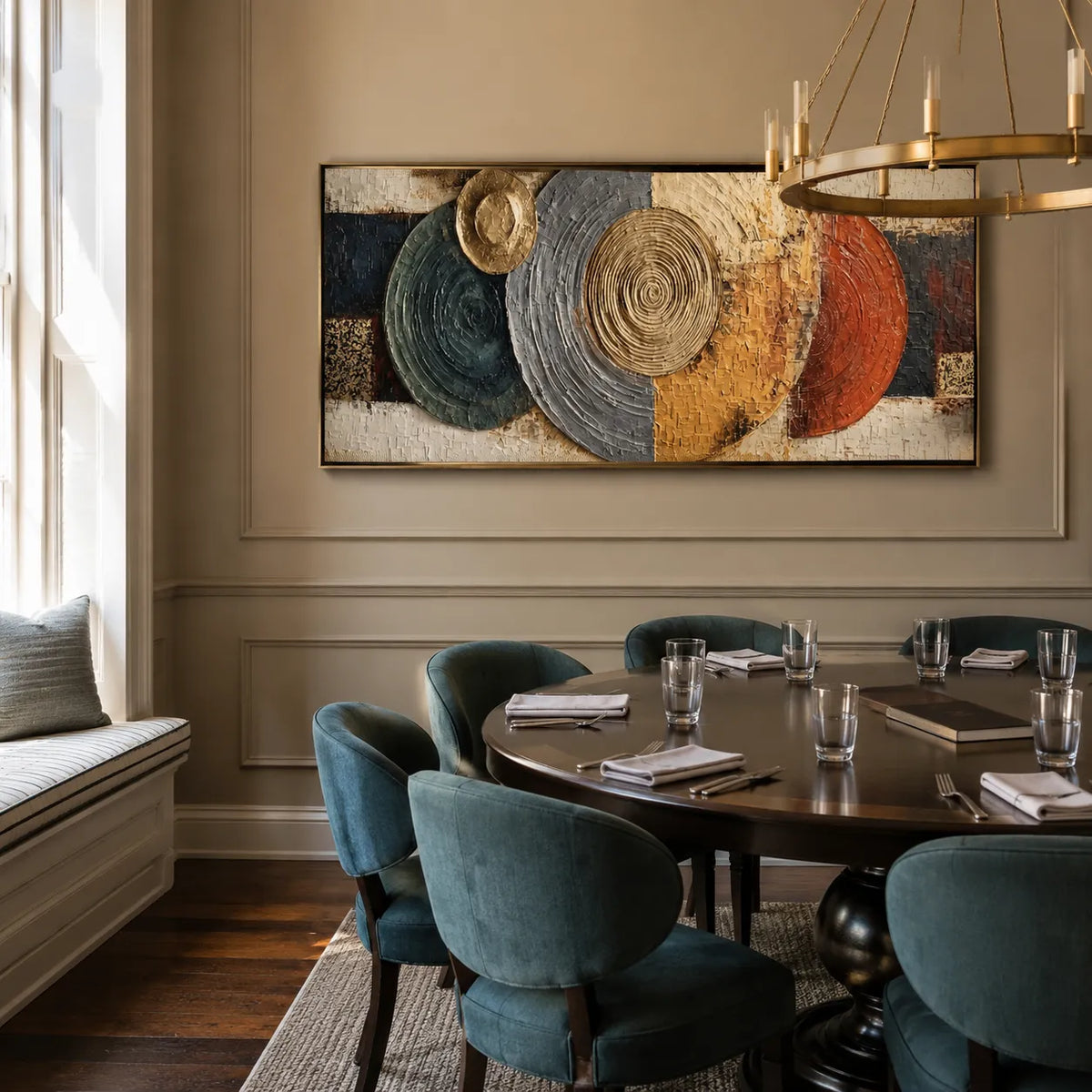 Gold and Gray Textured Geometric Wall Art for Living Room #H7O2810G