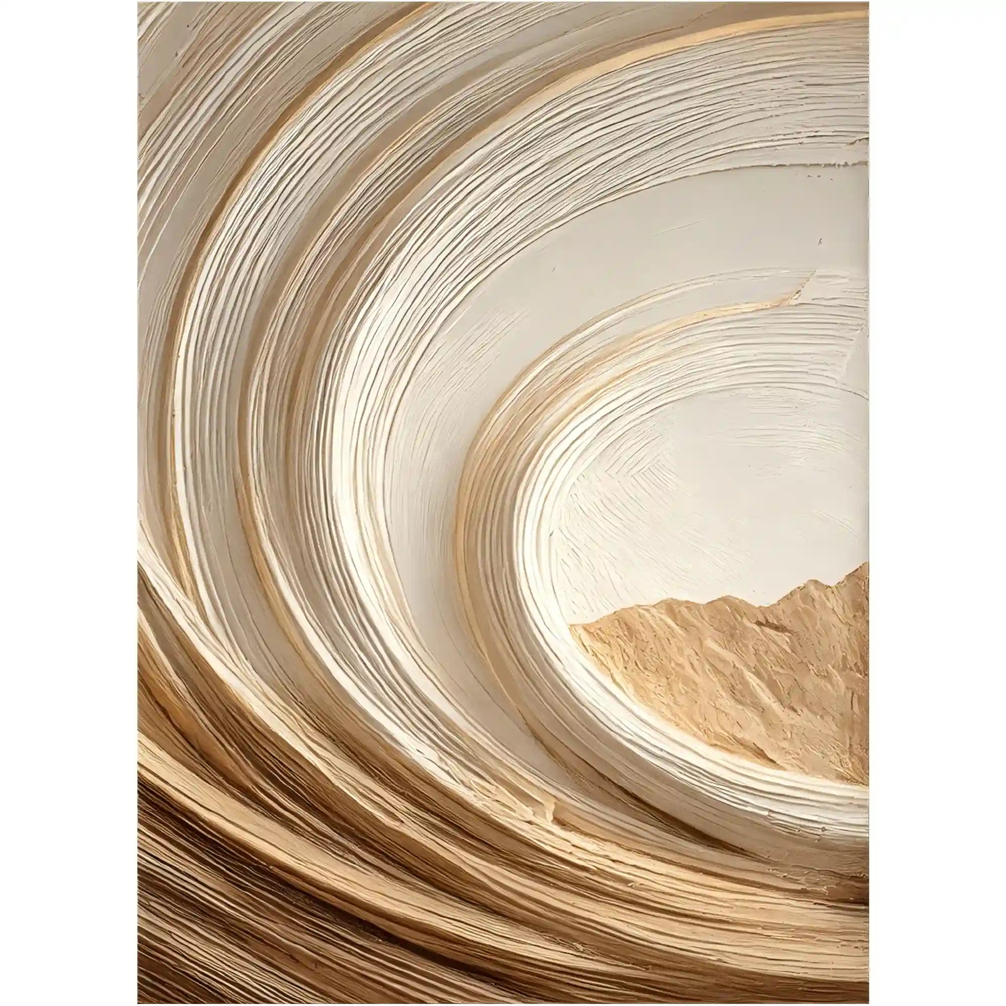 Warm Neutral Textured Abstract Wall Art with Flowing Curves for Living Room