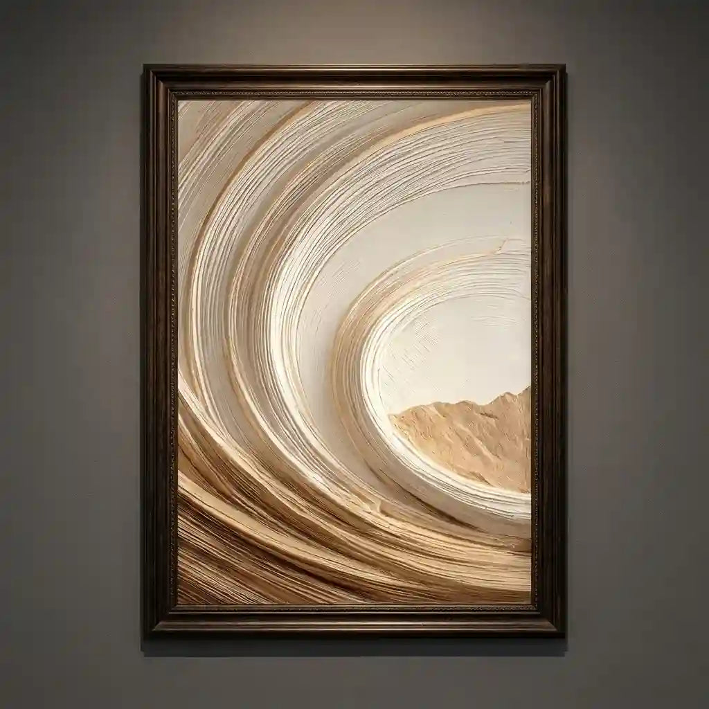Warm Neutral Textured Abstract Wall Art with Flowing Curves for Living Room
