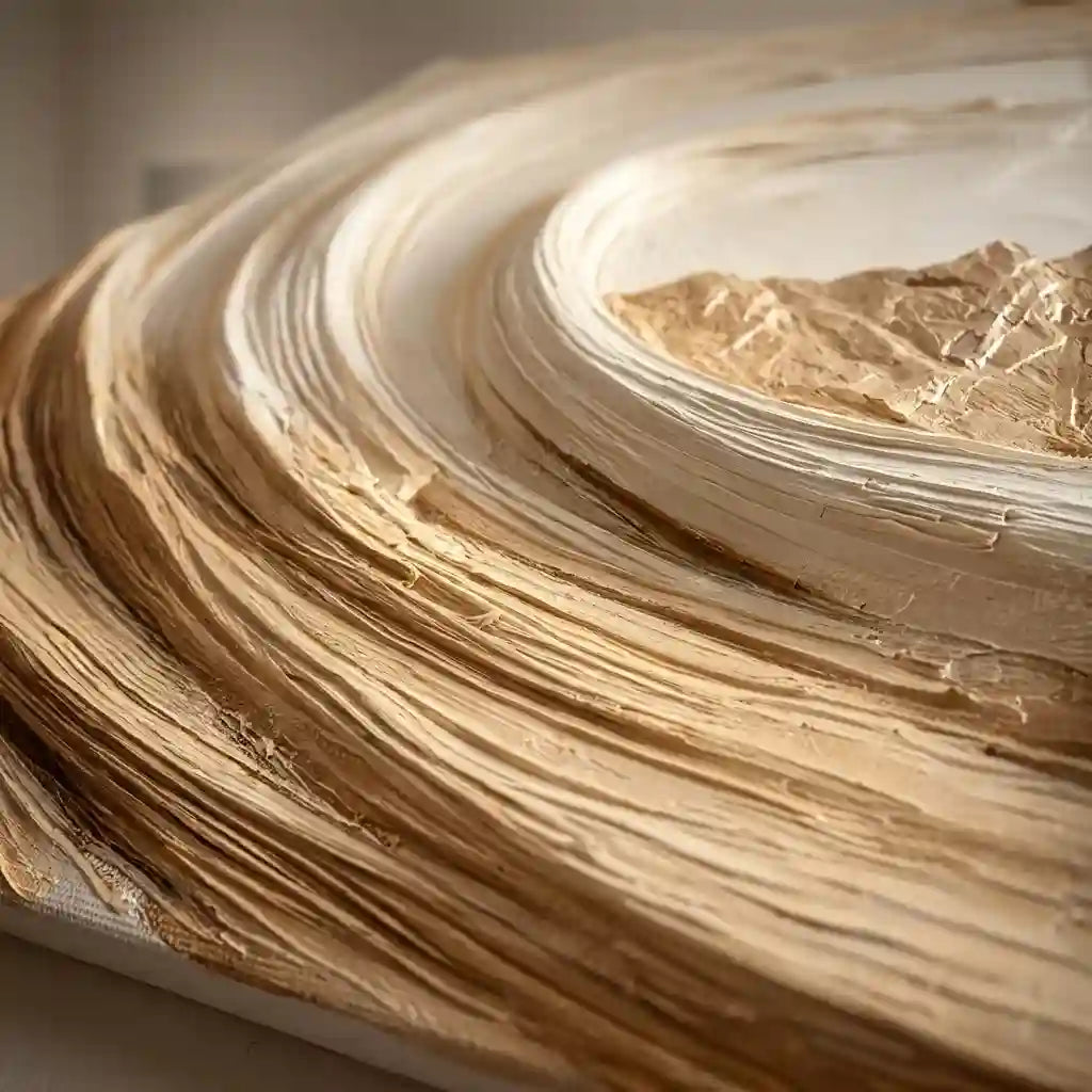 Warm Neutral Textured Abstract Wall Art with Flowing Curves for Living Room