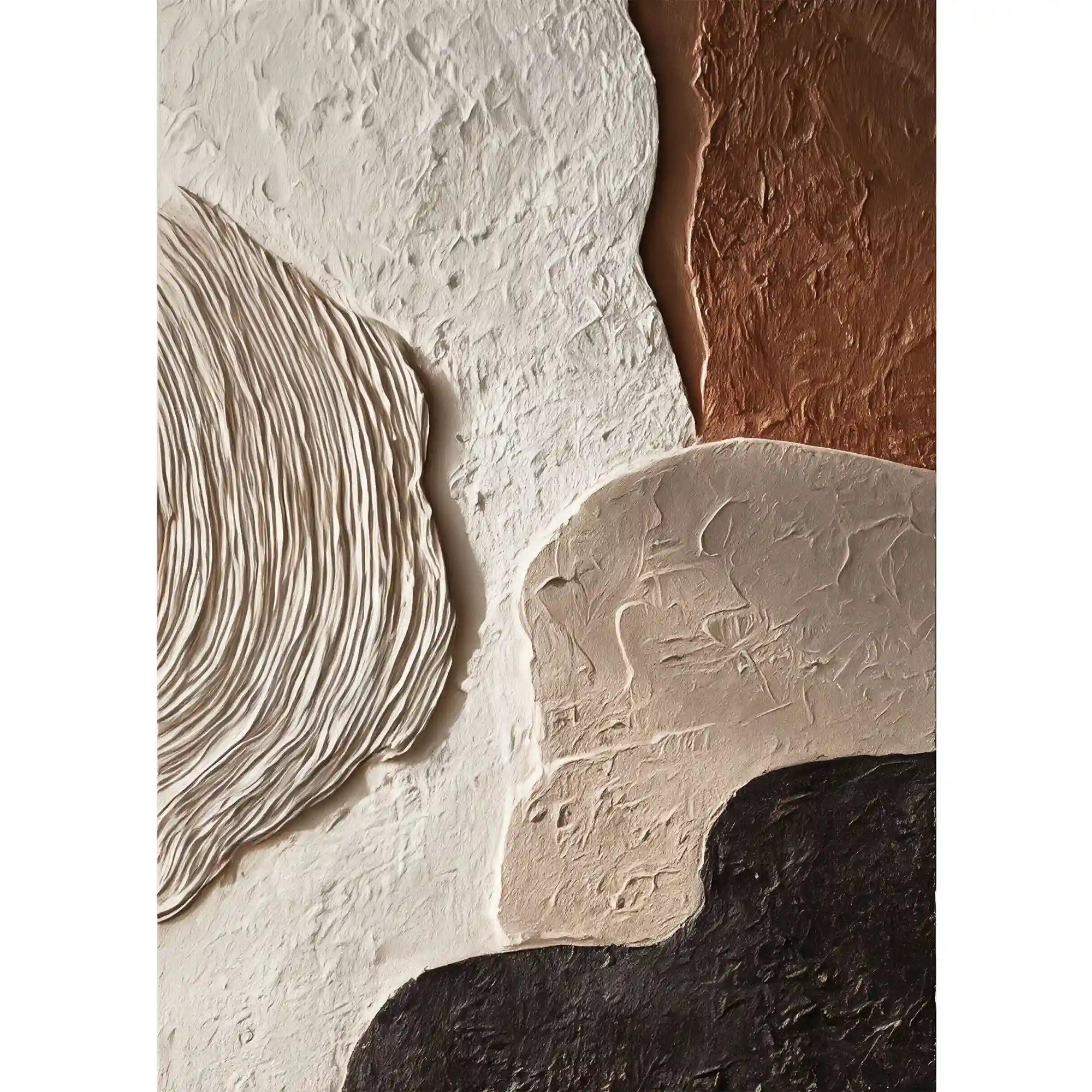 Earth Tone Geometric Textured Wall Art with Organic Shapes for Living Room