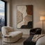 Ivory and Brown Textured Geometric Art for Entryway #CNLDD9Z7