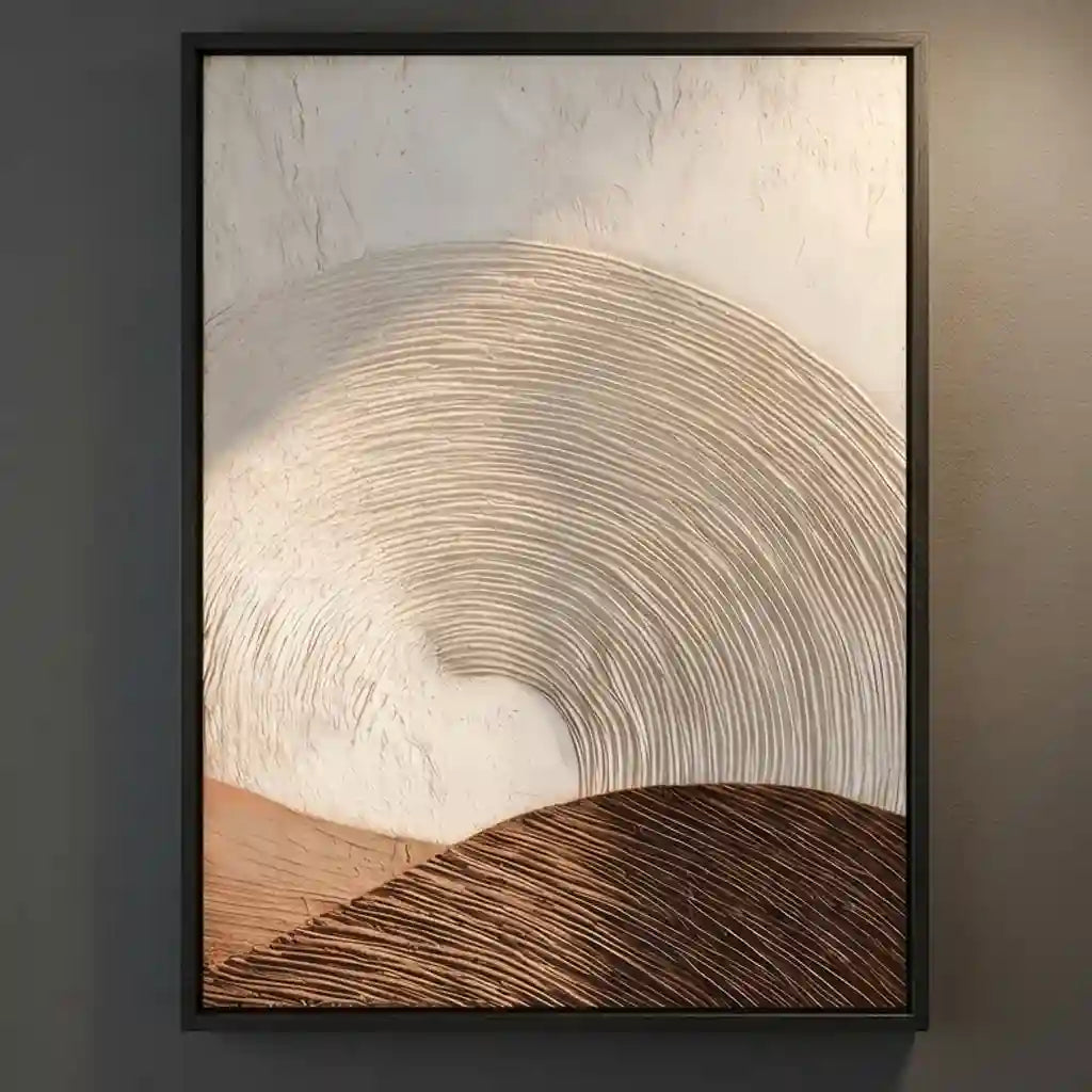 3D Textured Neutral Abstract Wall Art, Cream Beige Brown for Living Room #Z30PA4ZA