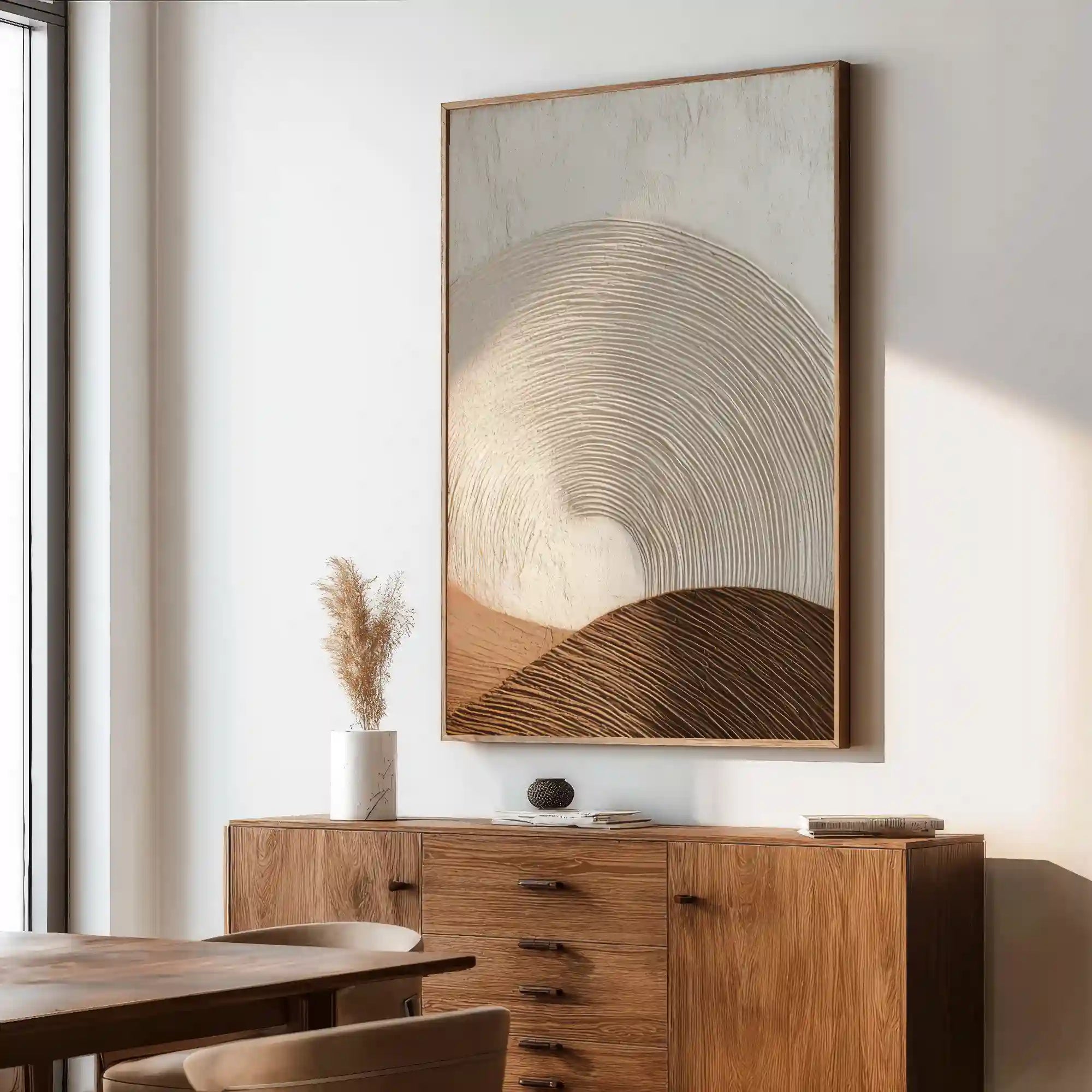 3D Textured Neutral Abstract Wall Art, Cream Beige Brown for Living Room #Z30PA4ZA