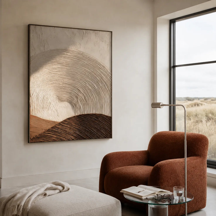 Ivory and Brown Textured Arch Art for Living Room #9GFLY4WW