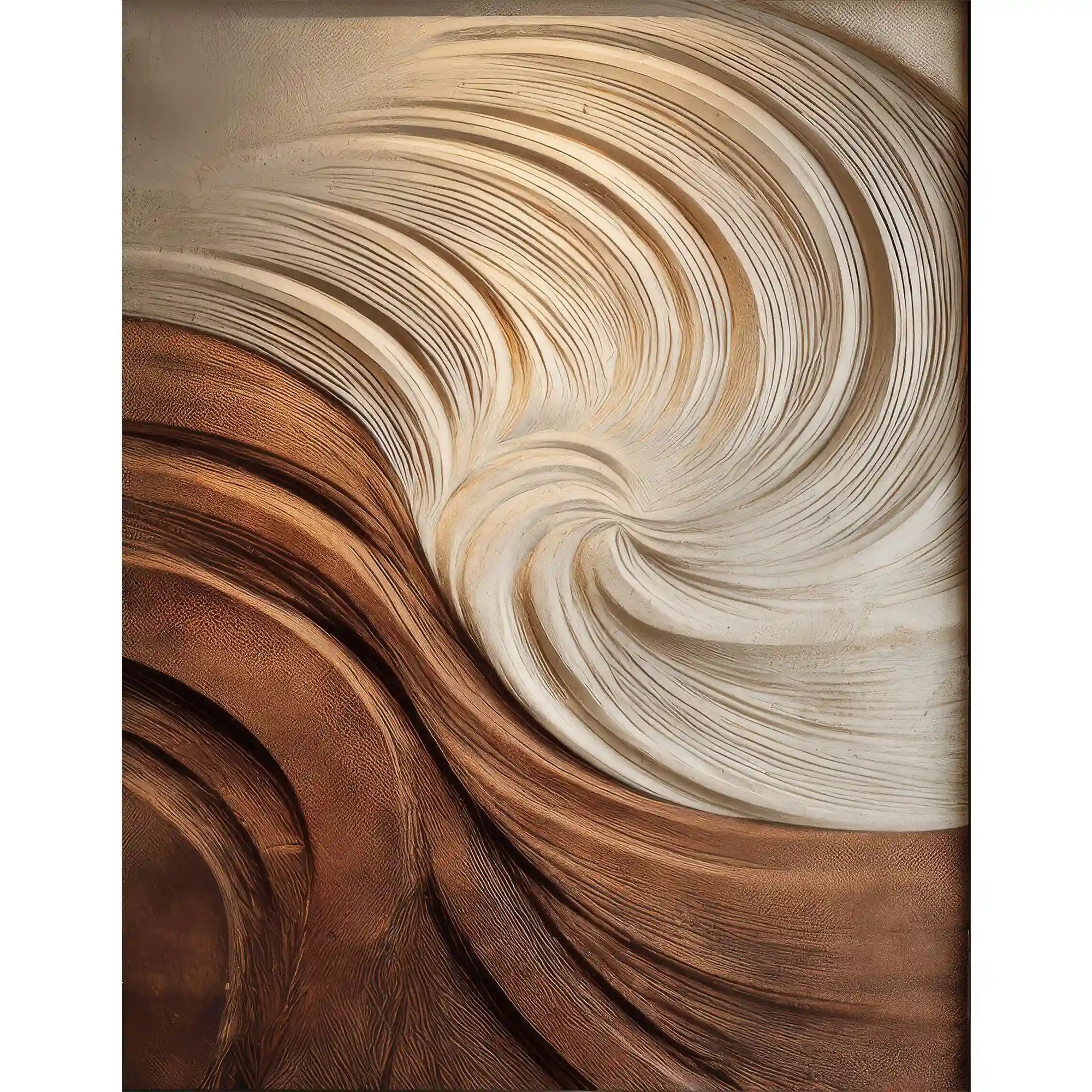 3D Textured Swirl Wall Art, Neutral Cream Brown Abstract for Living Room #XJRYNAW7