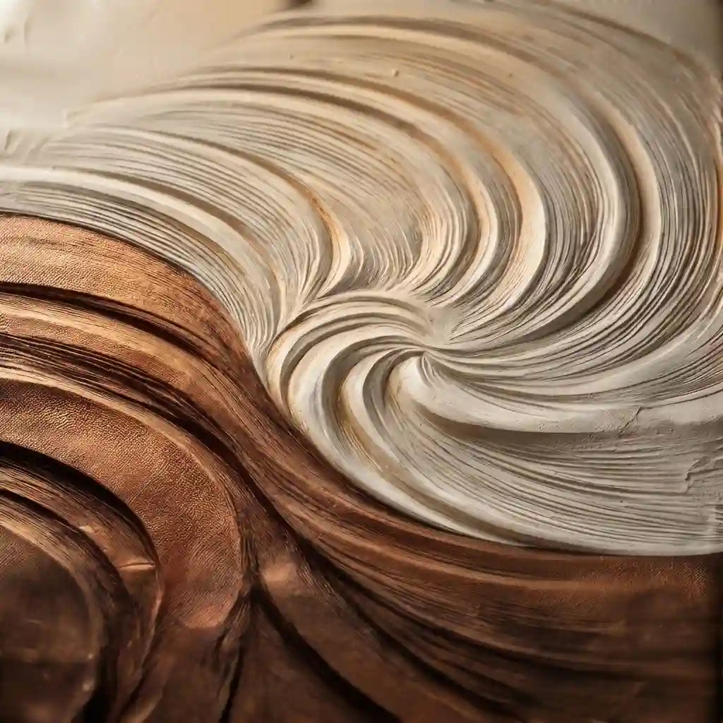 3D Textured Swirl Wall Art, Neutral Cream Brown Abstract for Living Room #XJRYNAW7
