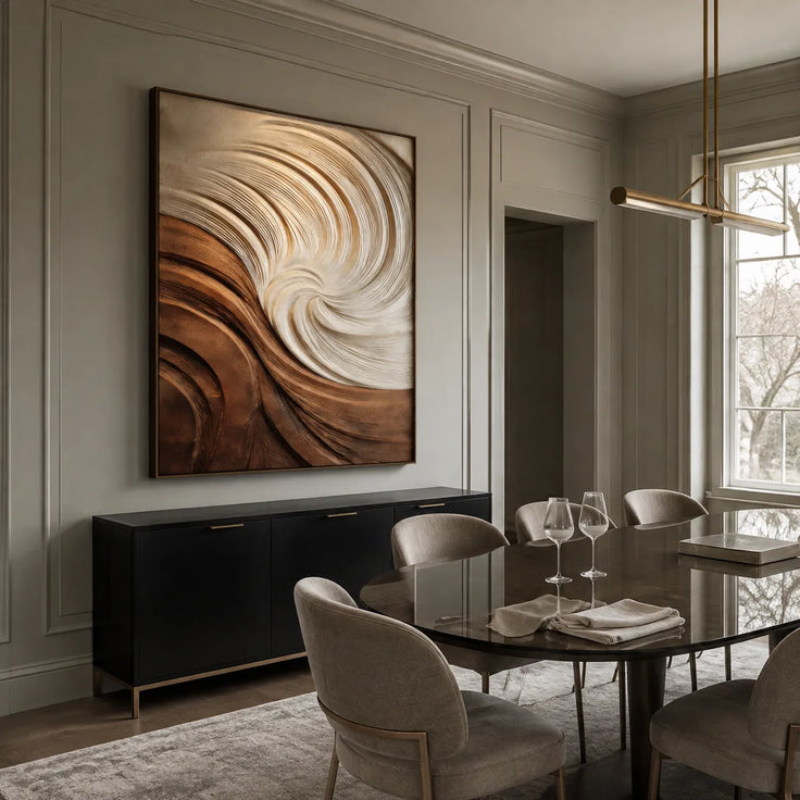 Ivory and Copper Textured Swirl Art for Living Room #KYL3DAHH