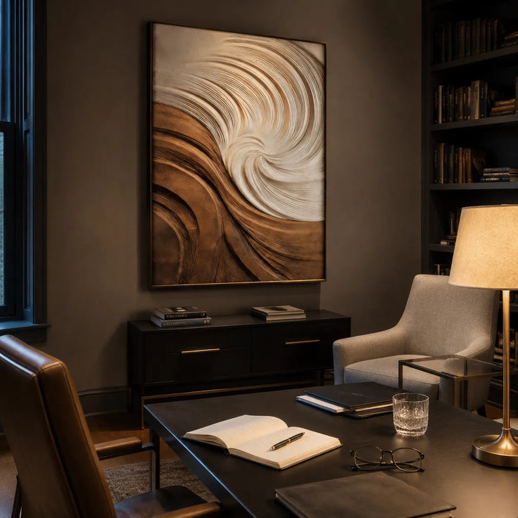Ivory and Copper Textured Swirl Art for Living Room #KYL3DAHH
