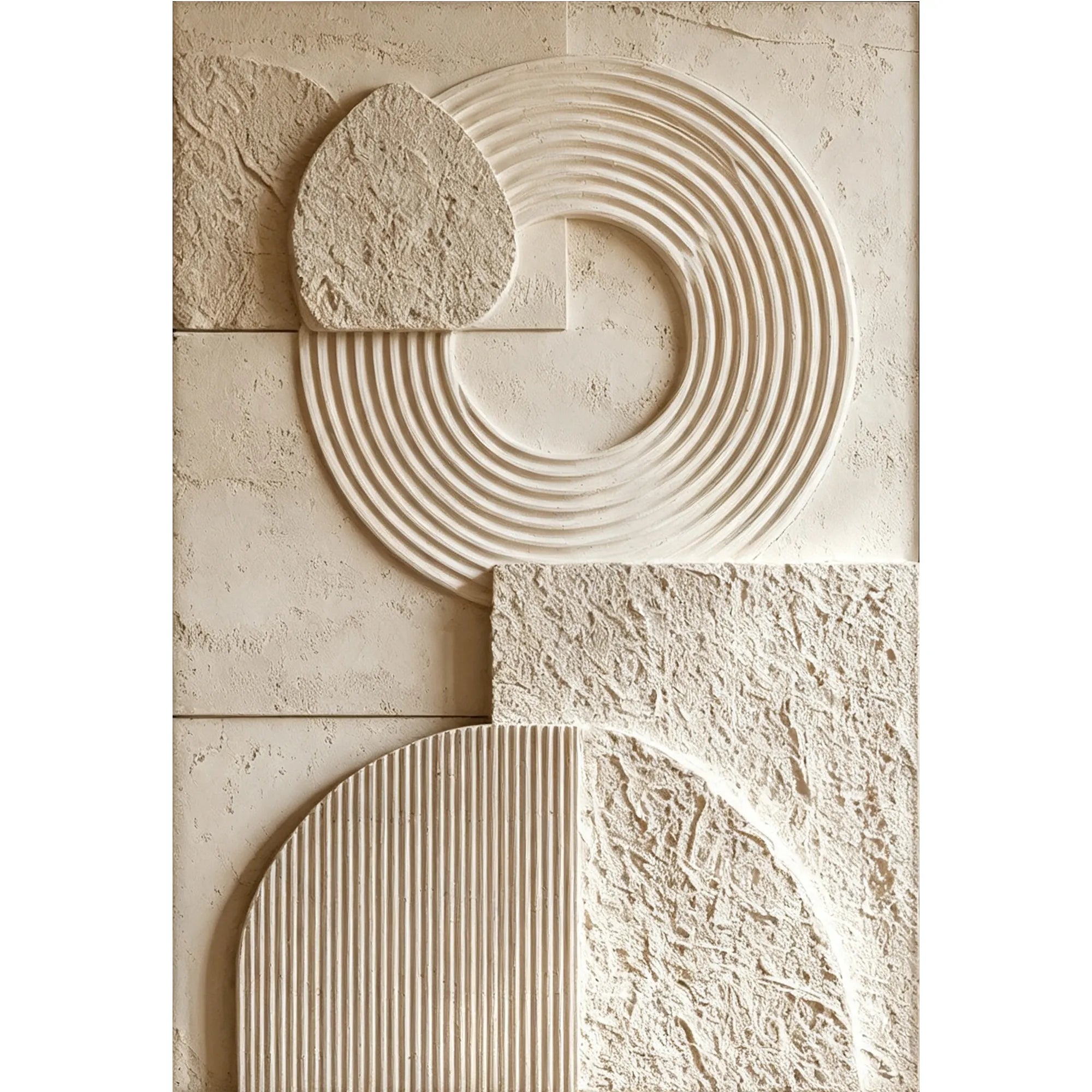3D Textured Swirl Wall Art, Neutral Cream Brown Abstract for Living Room #CSQMAZV1