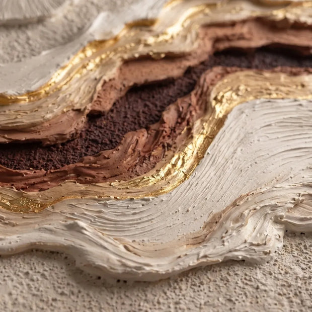 Warm Beige Textured Wall Art for Living Room, Earth Tone Wabi Sabi Abstract Painting #FWHKKDNW