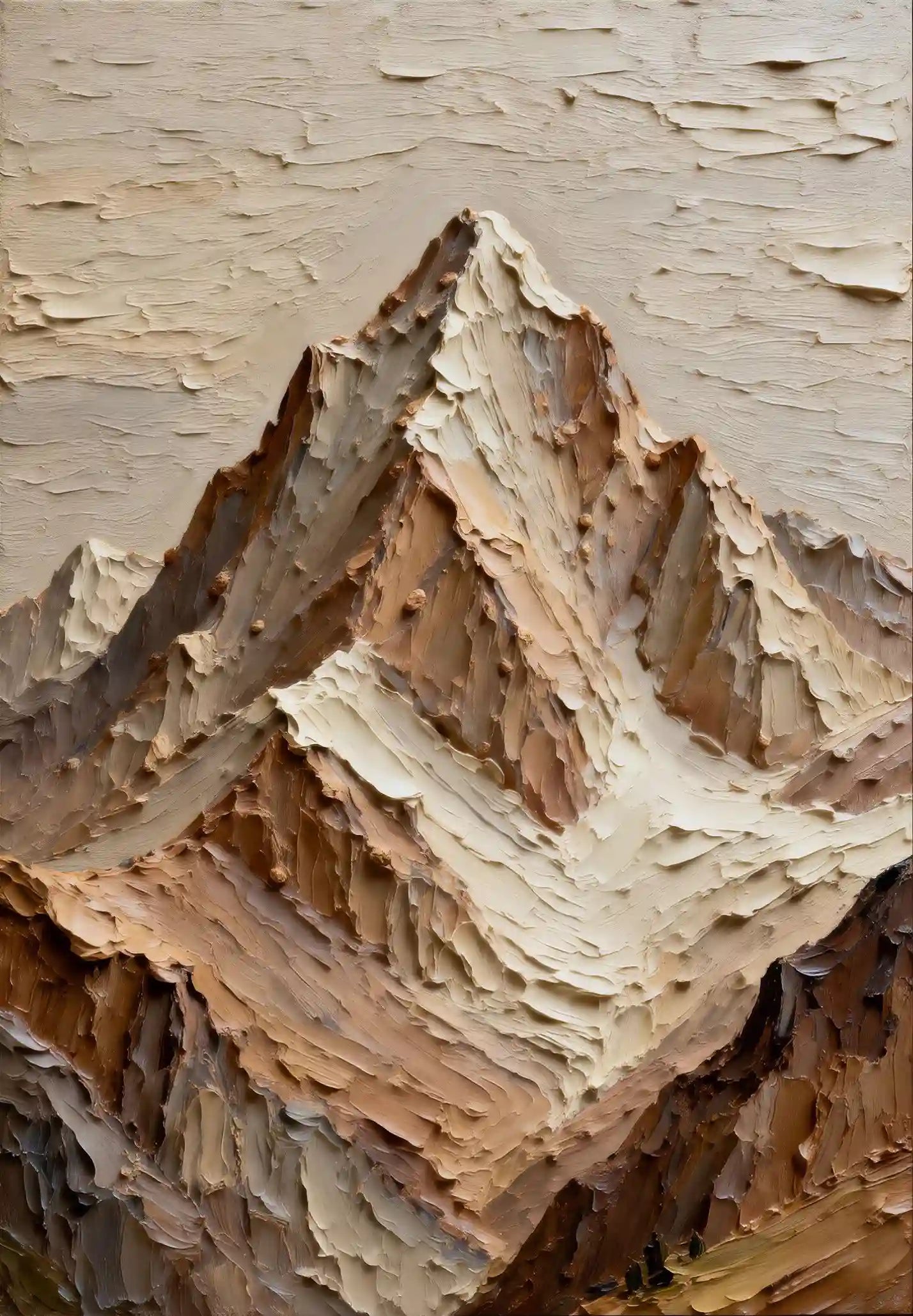 3D Textured Mountain Wall Art, Neutral Cream Beige Landscape for Living Room #XJBCTVX7