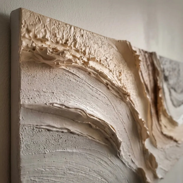 Ivory & Beige Textured Wall Art for Living Room, Organic Wabi Sabi Abstract Painting #Y1D4NB07