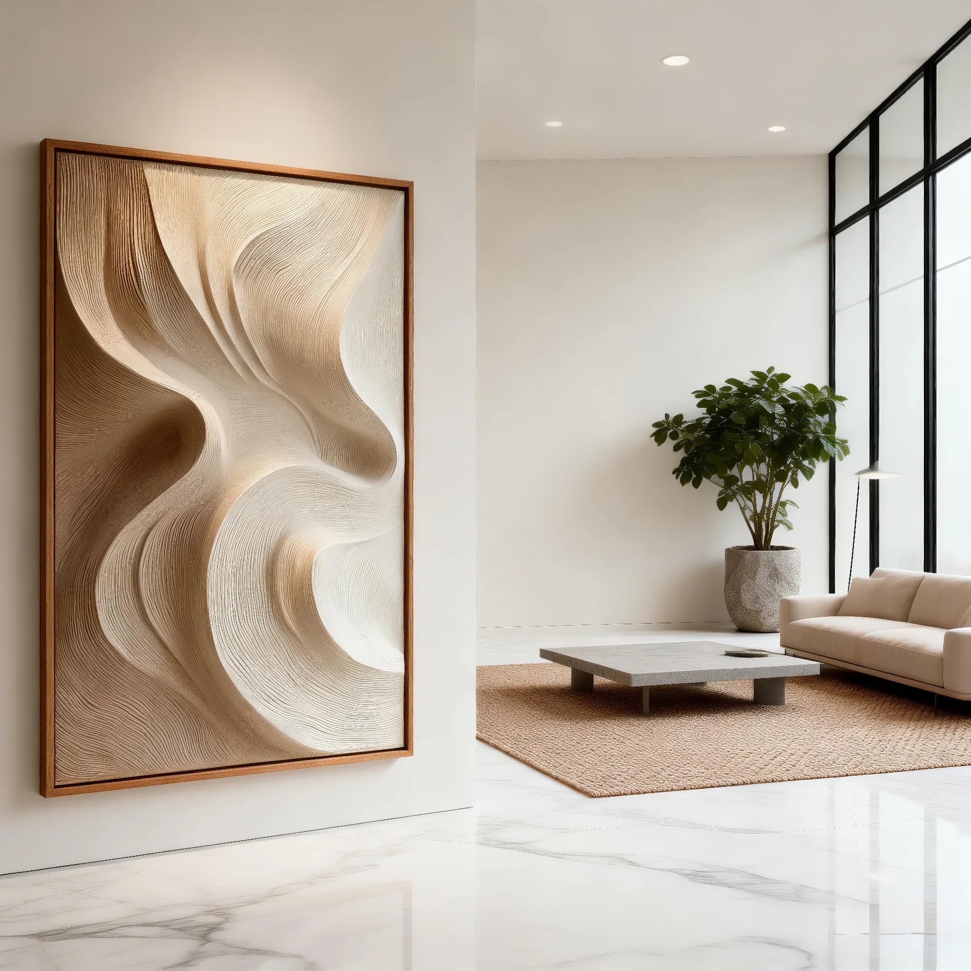 3D Textured Flow Wall Art, Neutral Cream Beige Abstract for Living Room #DPBJUDZF