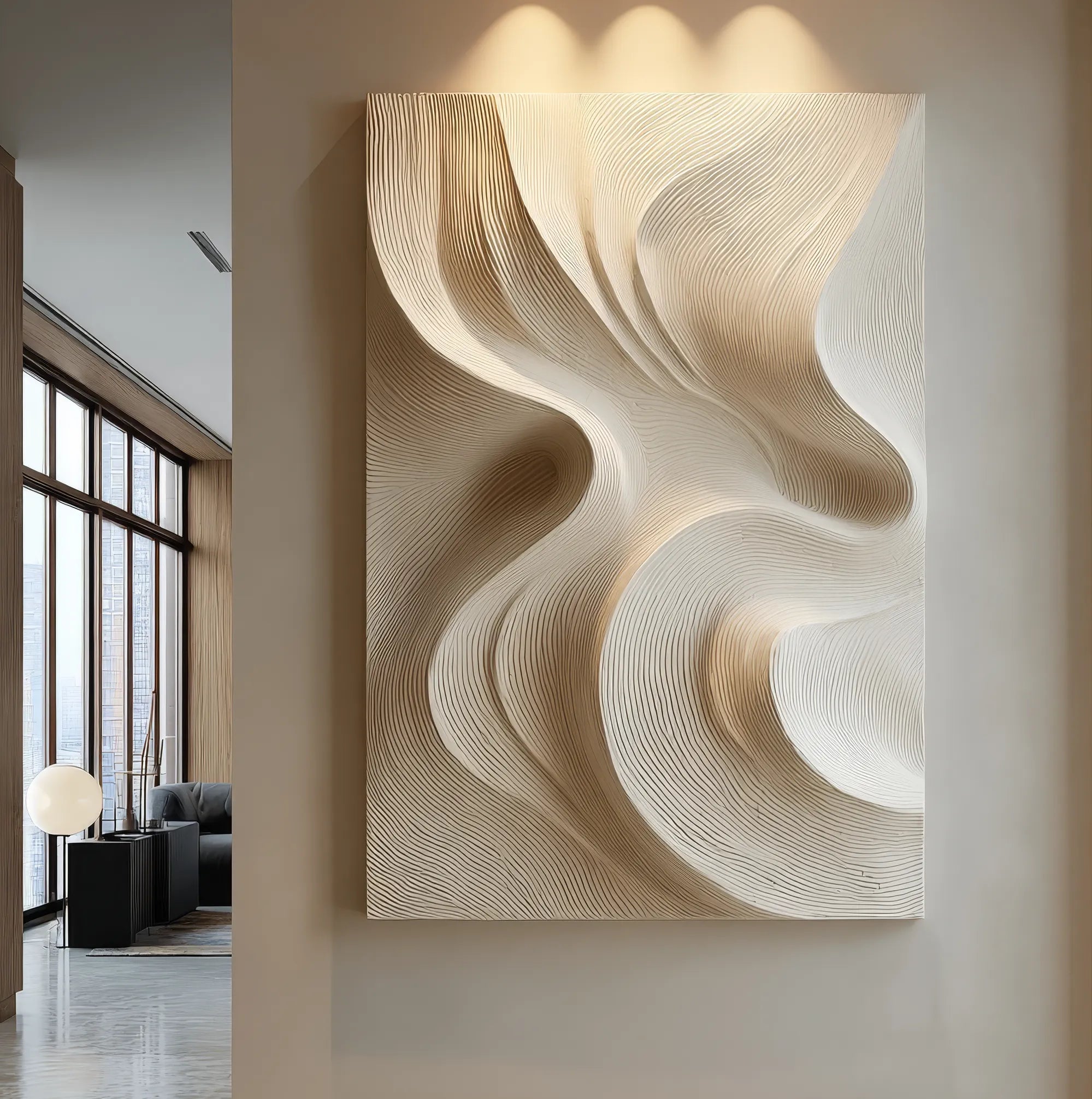 3D Textured Flow Wall Art, Neutral Cream Beige Abstract for Living Room #DPBJUDZF