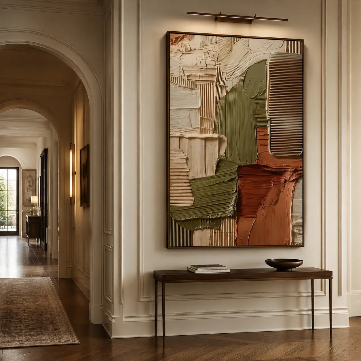 3D Textured Earth Tone Abstract Wall Art, Olive Terracotta Cream for Living Room  #DX9VZUBS