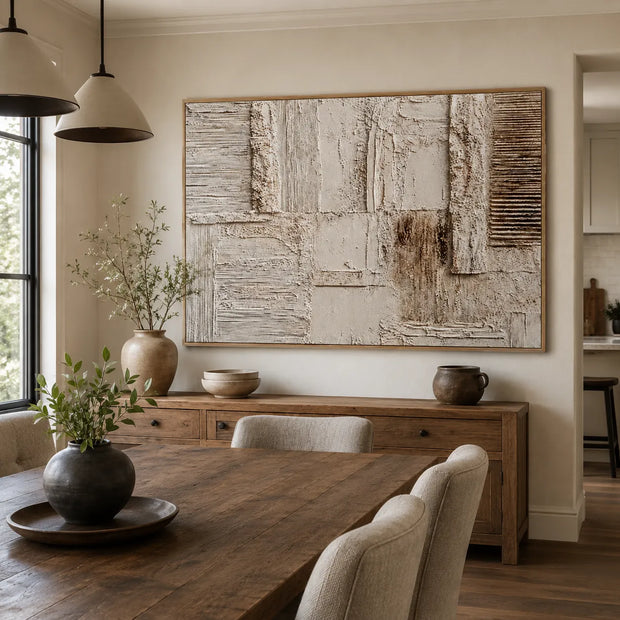 Quiet Strata — Neutral Textured Wall Art, Beige Wabi Sabi Abstract Painting #CD7P5NVP