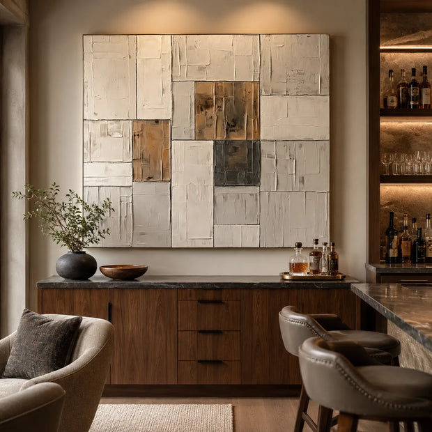 Quiet Architecture — Neutral Geometric Textured Wabi Sabi Abstract Painting #XAA4QKAD