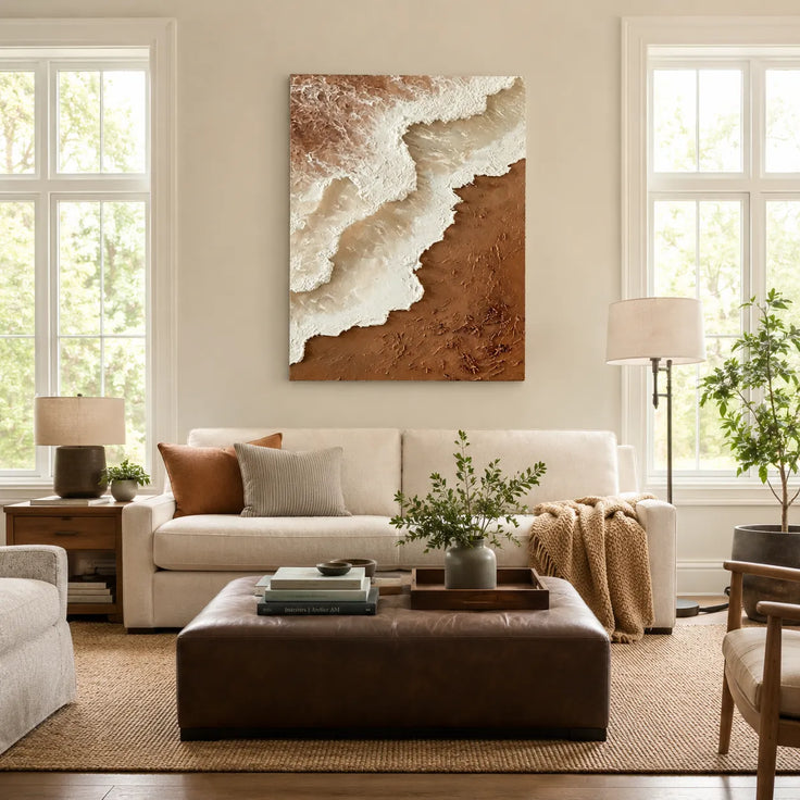 Quiet Tides — Neutral Textured Wall Art, Beige & Brown Wabi Sabi Abstract Painting #PIQ0U4IN