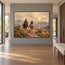 Earth-Tone Hand-Painted Oil Painting, Two Riders in a Western Canyon #GPBZ74OG