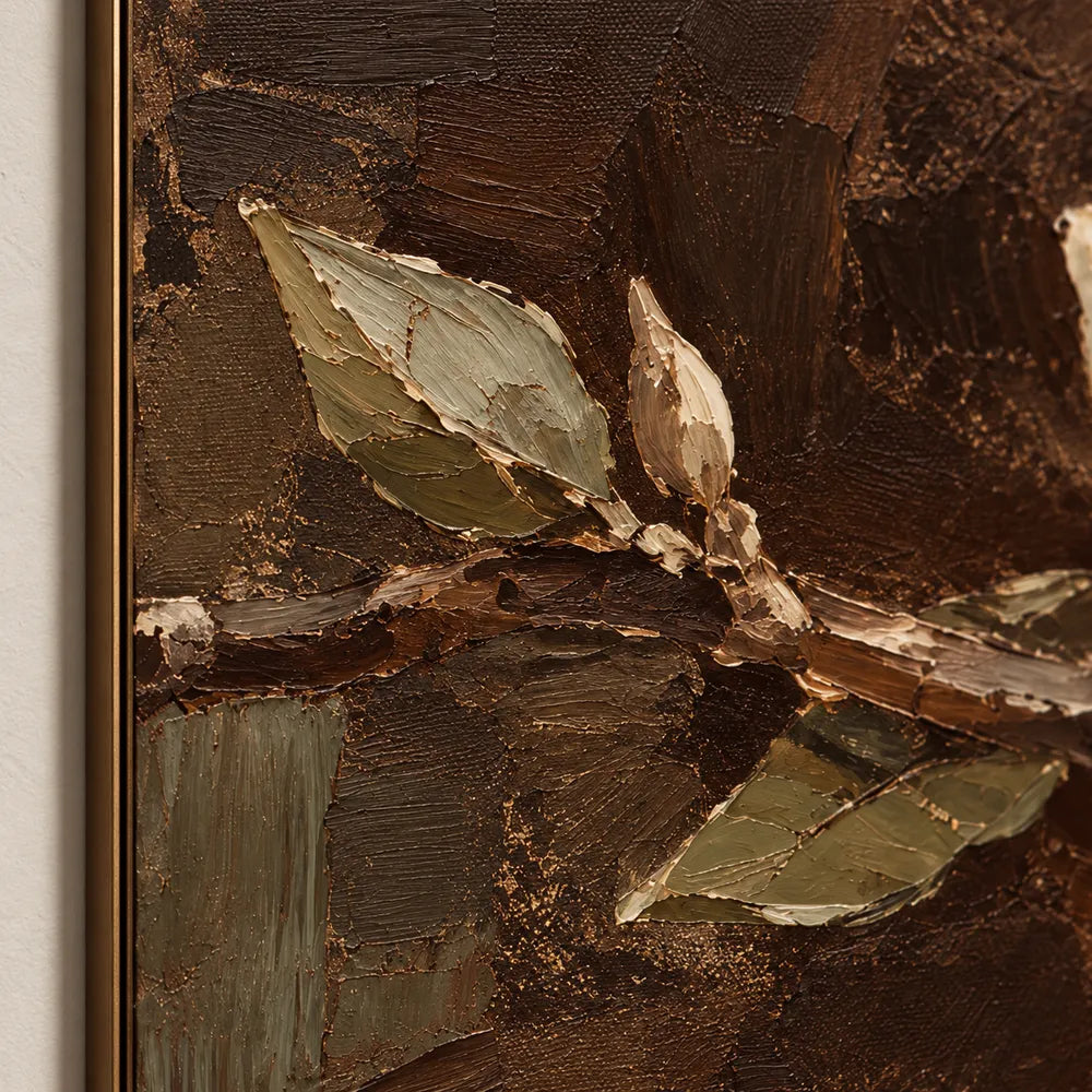 Brown Cream Hand-Painted Floral Painting, Single Pale Bloom #EMT3ALXK