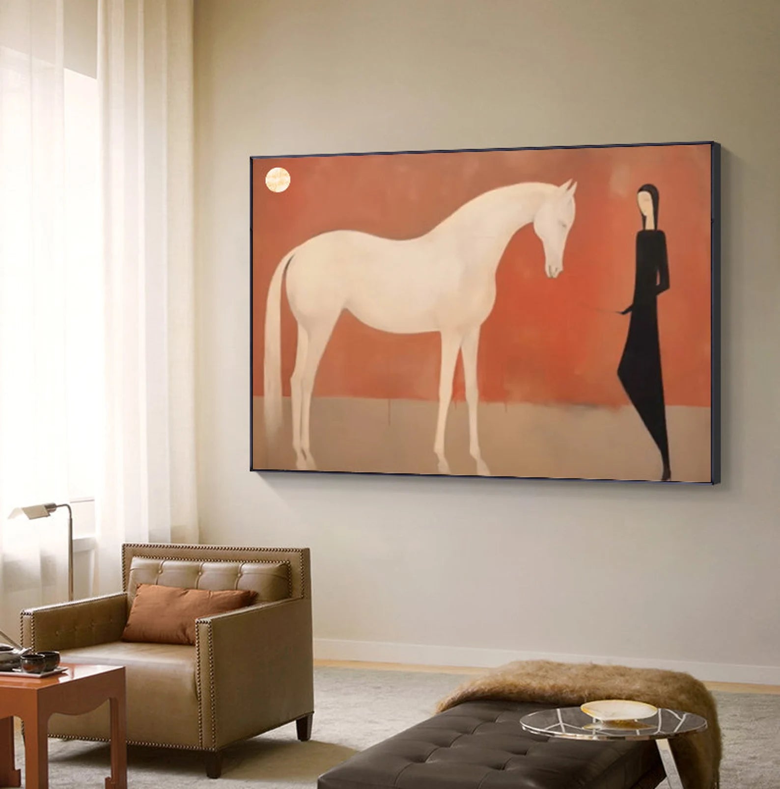 Elegant White Horse Figure Abstract Art  #AM191