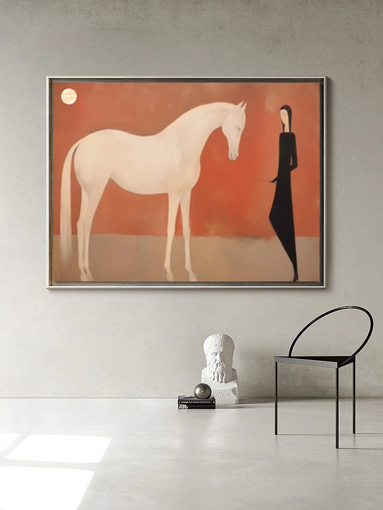 Elegant White Horse Figure Abstract Art  #AM191