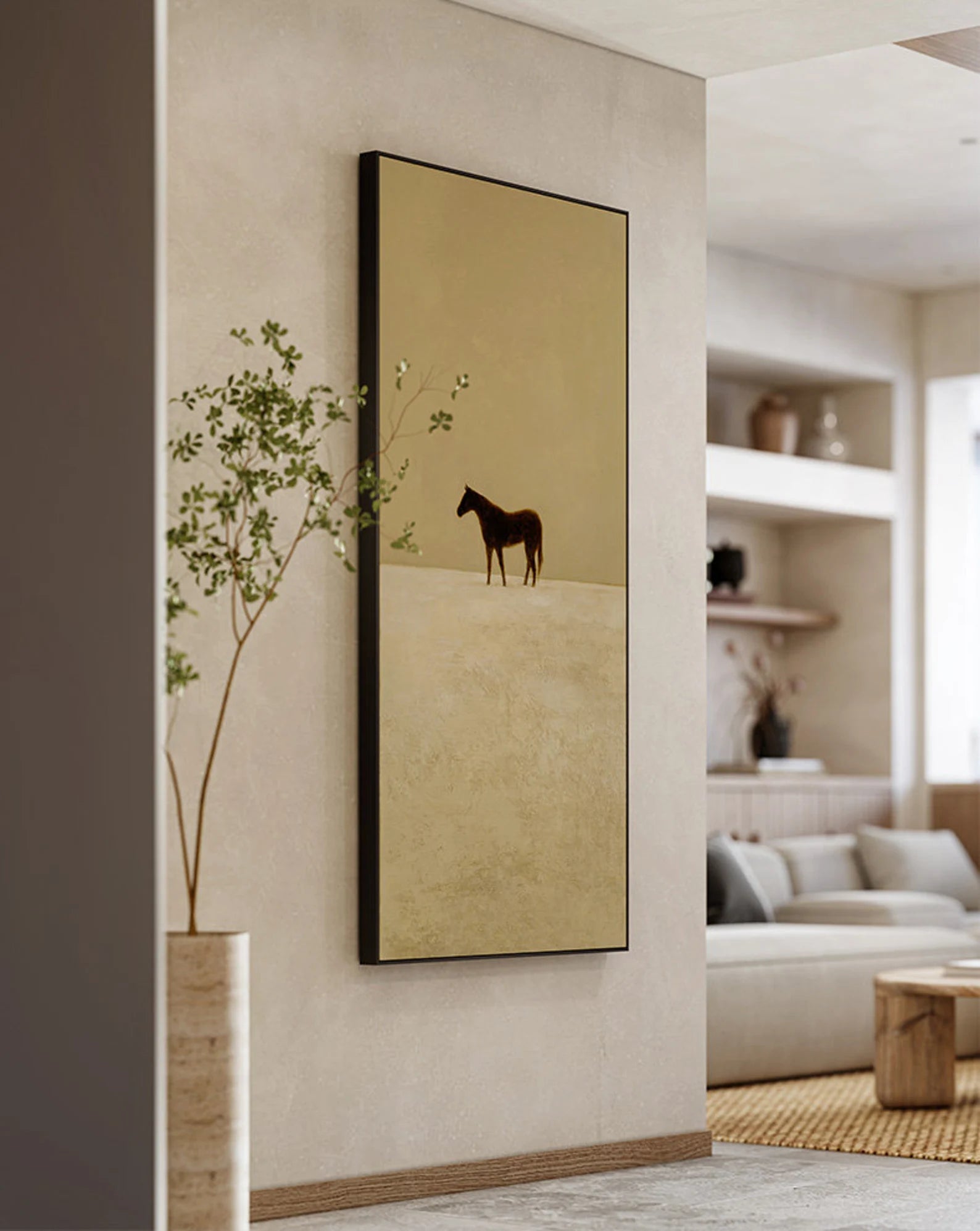 Animal Art Beige Horse Silhouette Wall Decor#AM221