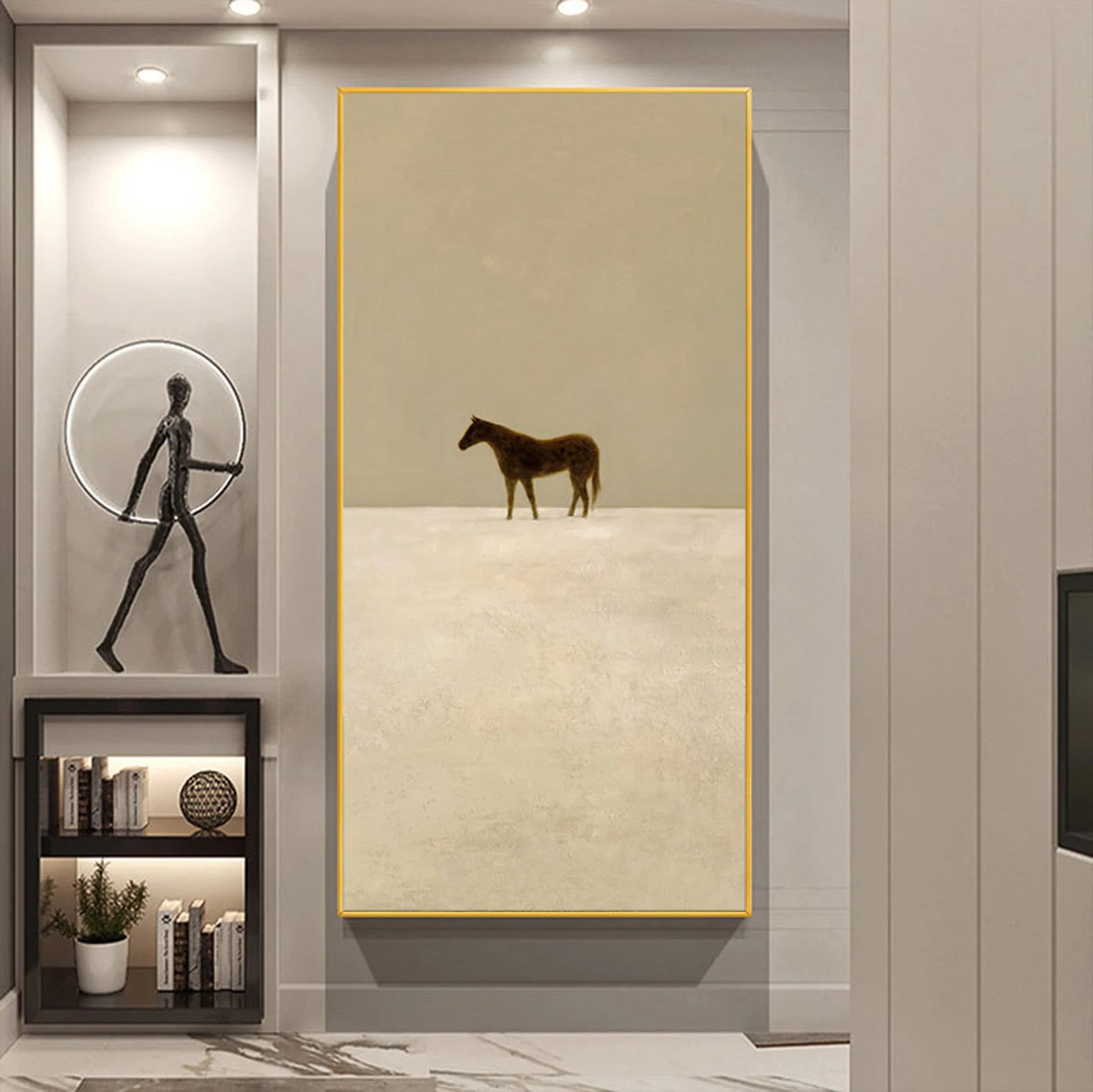Animal Art Beige Horse Silhouette Wall Decor#AM221