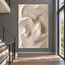 Ivory Hand-Painted 3D Textured Oil Painting, Flowing Combed Abstract Wall Art #7DVPFU2I
