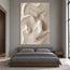 Ivory Hand-Painted 3D Textured Oil Painting, Flowing Combed Abstract Wall Art #7DVPFU2I