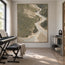 Sage Hand-Painted Abstract Landscape, Pale Zigzag River #96RDE9UL
