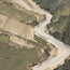 Sage Hand-Painted Abstract Landscape, Pale Zigzag River #96RDE9UL