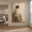 Cream Hand-Painted Figure Painting, Seated Woman in Profile #TN6TTNEA