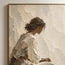 Cream Hand-Painted Figure Painting, Seated Woman in Profile #TN6TTNEA