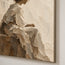 Cream Hand-Painted Figure Painting, Seated Woman in Profile #TN6TTNEA