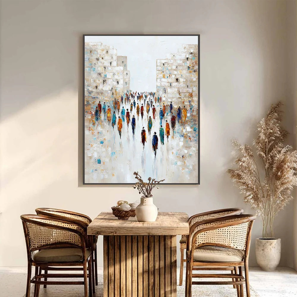 Abstract City Crowd Oil Painting #AB672